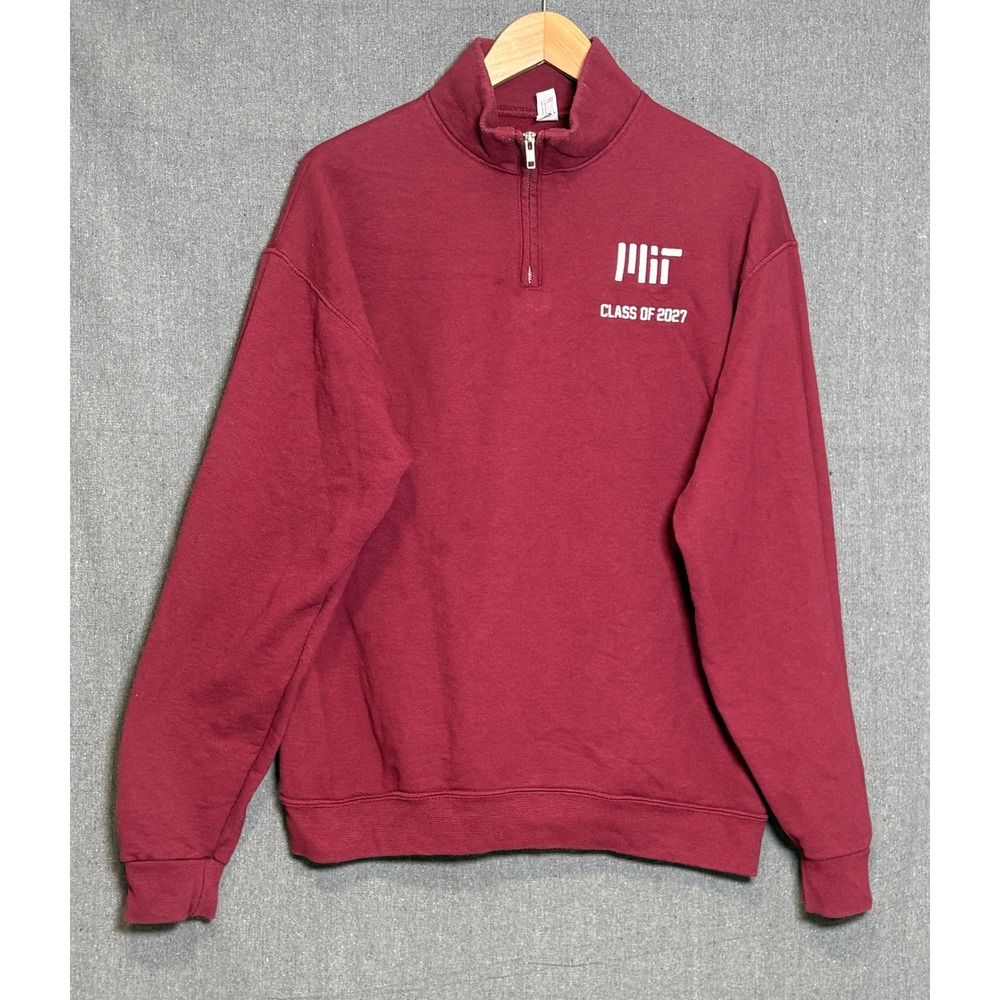 MIT Class of 2027 Quarter Zip Sweatshirt Maroon Sz Large Collegiate Pullover